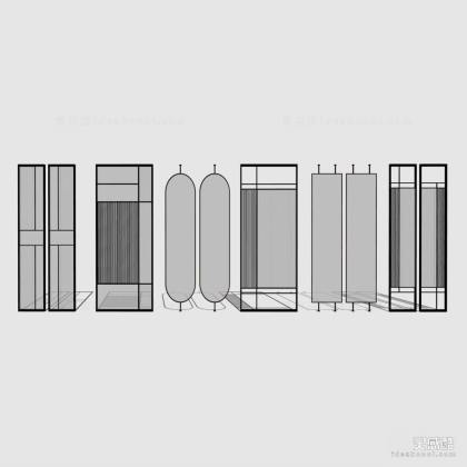 现代玻璃屏风隔断丨