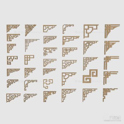 中式角花角线花格丨