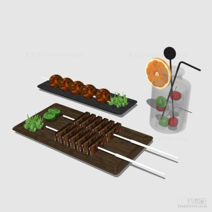 厨房摆件 烧烤食物丨