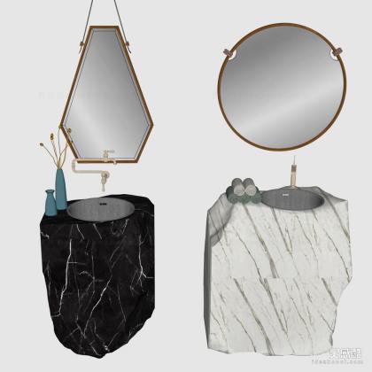 现代北欧 洗手台 镜子丨