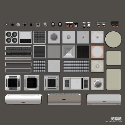 现代壁挂空调风口 铝扣板 浴霸 摄像头 筒灯 射灯丨
