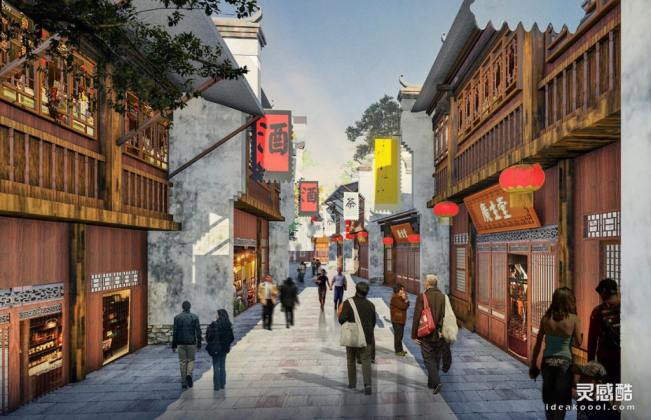 中式商业街 商业景观 中式建筑丨