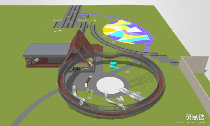 儿童活动公园 滑梯 景观桥丨