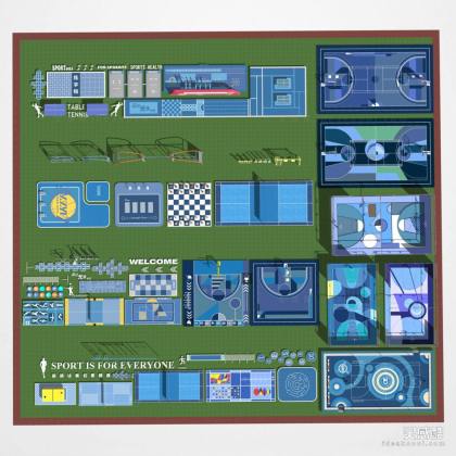 现代健身运动场地 篮球场 体育活动场地 户外活动设施 运动场健身 消防登高面丨