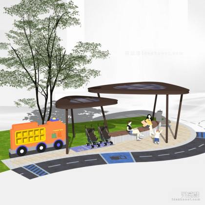 家长等候区 休闲廊架 储物柜丨