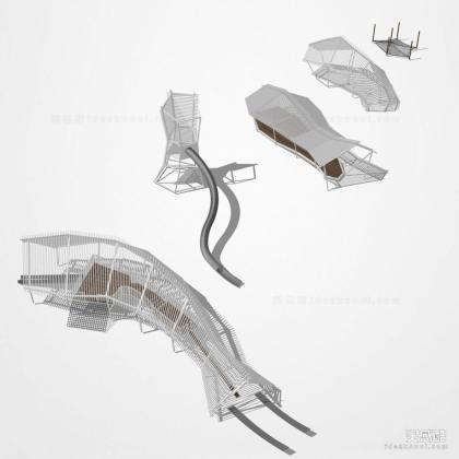 儿童娱乐设施 滑梯 创意廊架丨