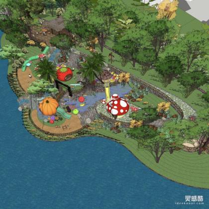 儿童活动场地 南瓜滑梯 蘑菇丨