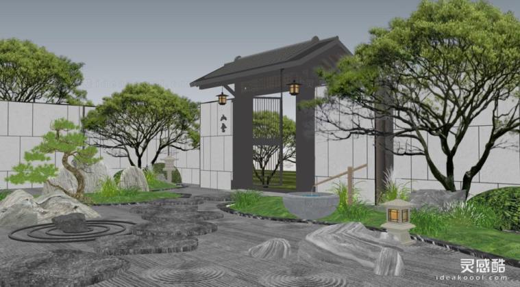 枯山水庭院景观 入口门头丨