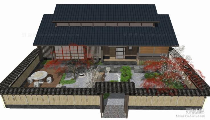 日式枯山水庭院景观 日式建筑丨