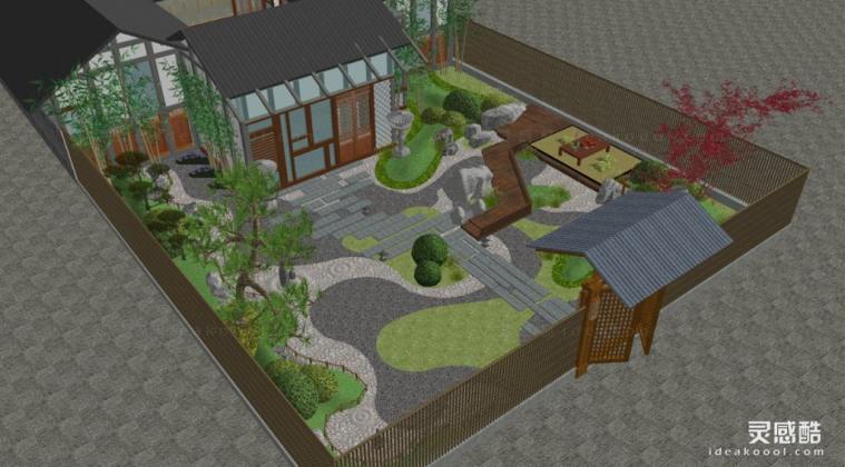 日式枯山水庭院花园景观丨