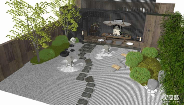 日式枯山水庭院花园景观丨