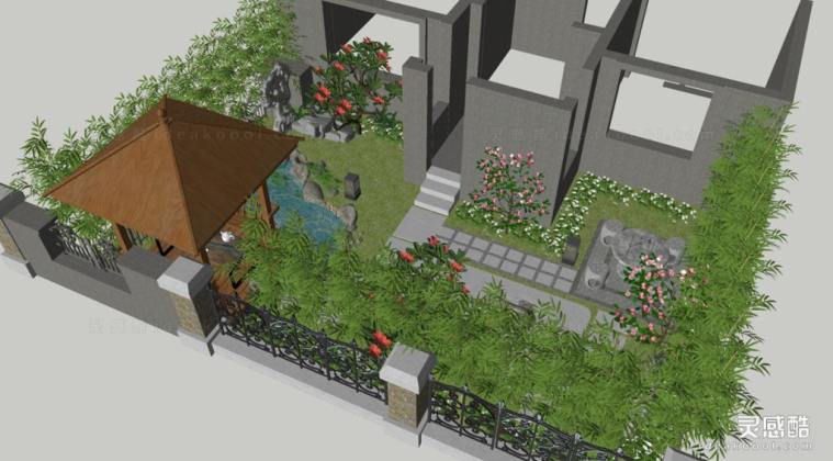 日式枯山水庭院花园景观丨