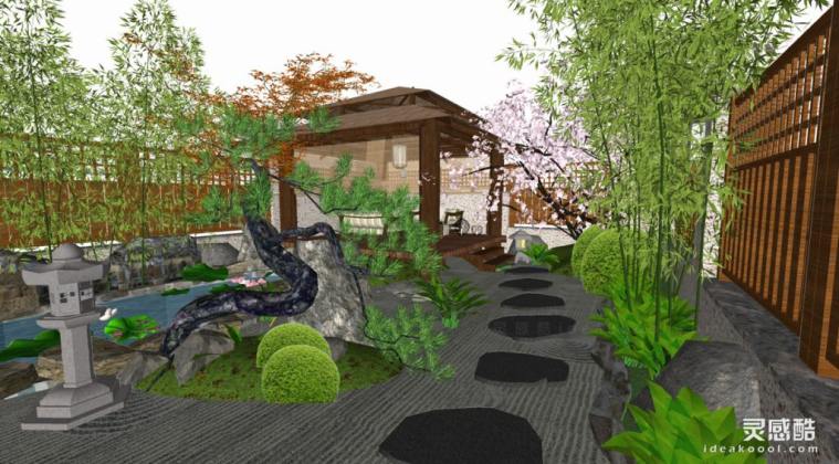 日式枯山水庭院花园景观丨