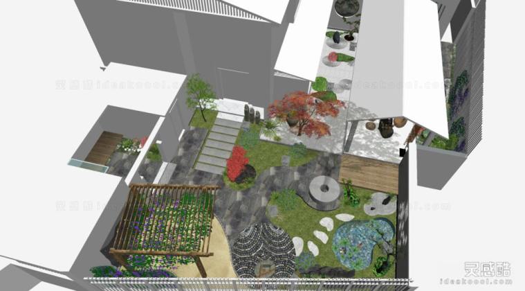 日式枯山水庭院花园景观丨