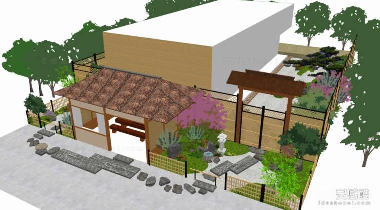 日式枯山水庭院花园景观丨