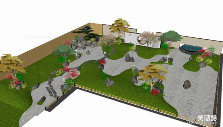 日式枯山水庭院花园景观丨