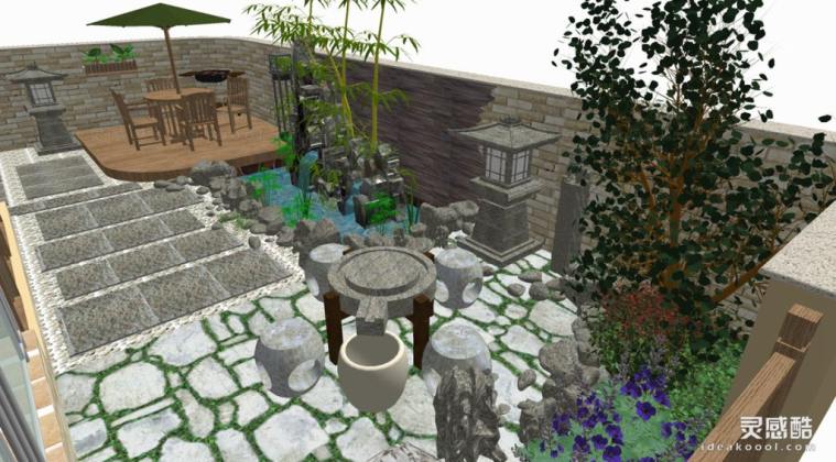 日式枯山水庭院花园景观丨