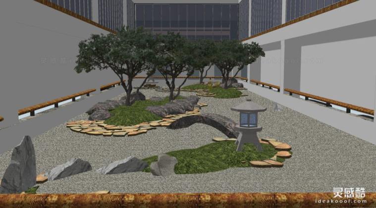 日式枯山水庭院花园景观丨