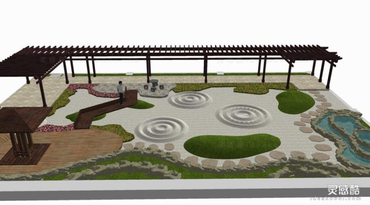 日式枯山水庭院花园景观丨