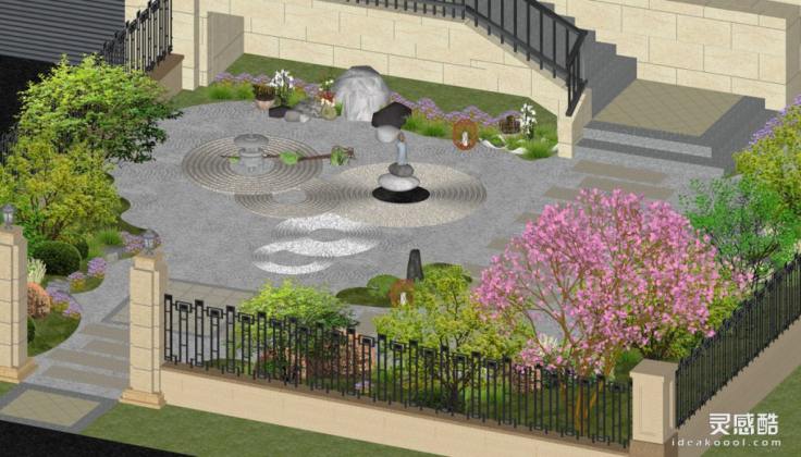 日式枯山水庭院花园景观丨