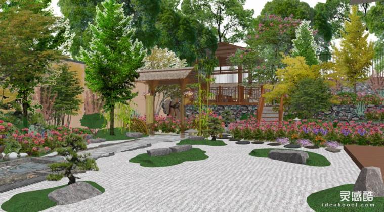 日式枯山水庭院花园景观丨