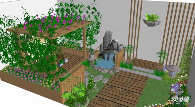 日式枯山水庭院花园景观丨