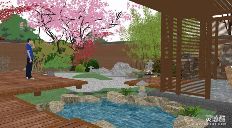 日式枯山水庭院花园景观丨