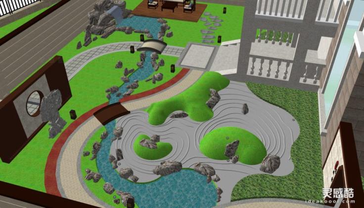 日式枯山水庭院花园景观丨