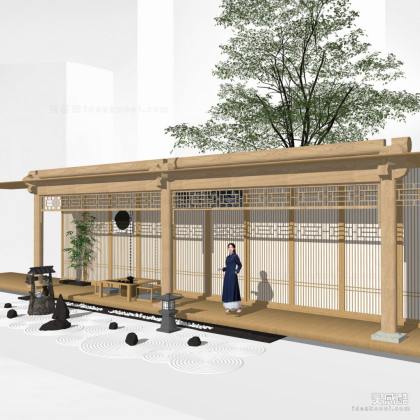 日式枯山水庭院花园景观丨