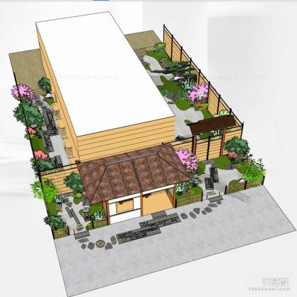 日式枯山水庭院花园景观丨