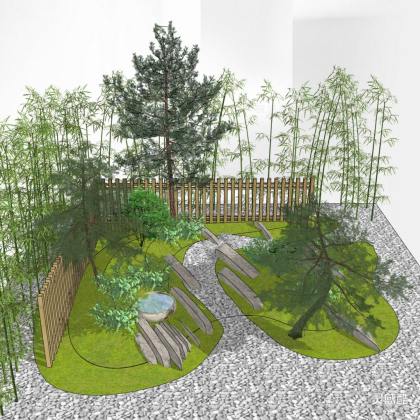 日式枯山水庭院花园景观丨