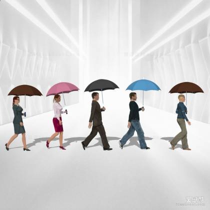 下雨打伞人物丨