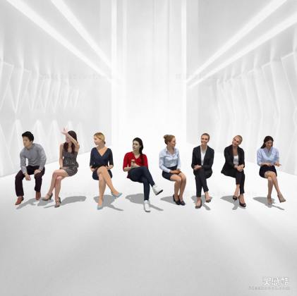 现代坐姿人物 办公商务人物丨