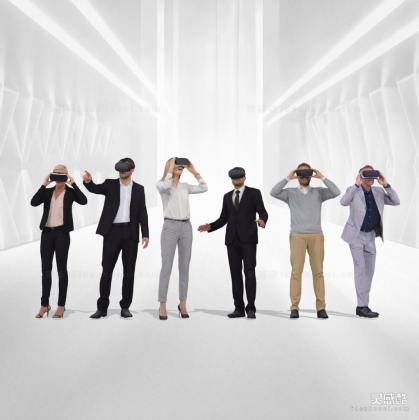 现代头戴vr眼镜人物丨