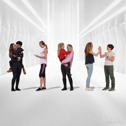 现代休闲人物 母子 父母小孩人物丨