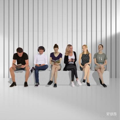 现代时尚坐姿人物 看书人物丨