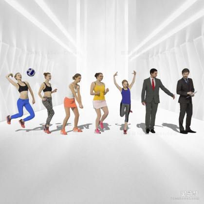 排球运动人物 跑步人物丨