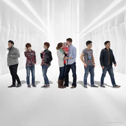 现代休闲人物 一家三口丨