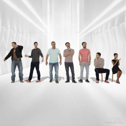 现代休闲人物 坐姿人物 思考鼓掌人物丨