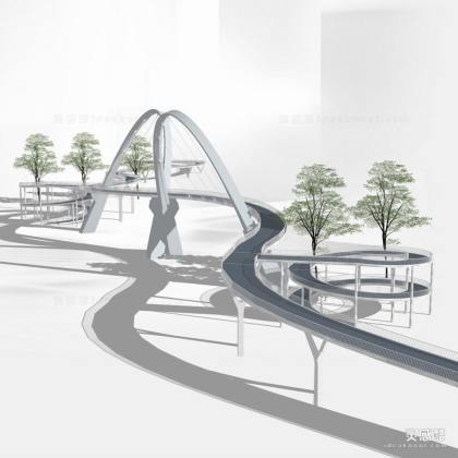 现代景观桥 异形桥 悬索桥丨