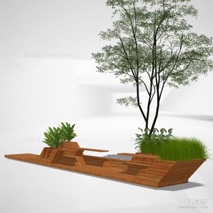 现代花箱景观座椅丨