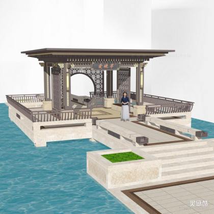 中式景观桥 中式廊架 中式亭子丨