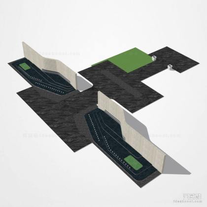 居住区入口大门景墙 入口水景丨