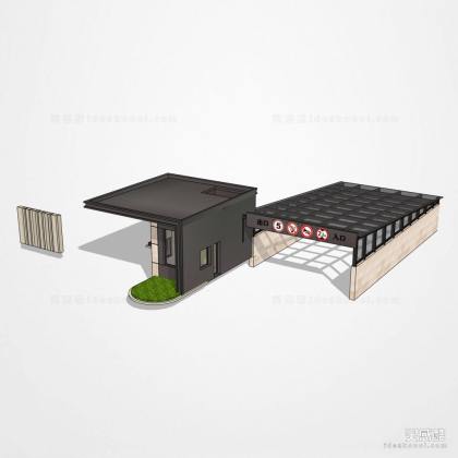 居住区入口大门 地下车库廊架丨