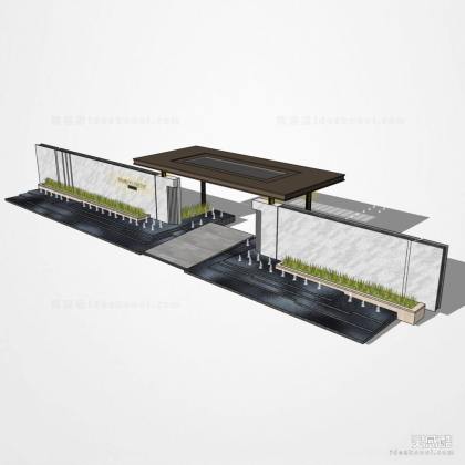 居住区入口大门 入口水景丨