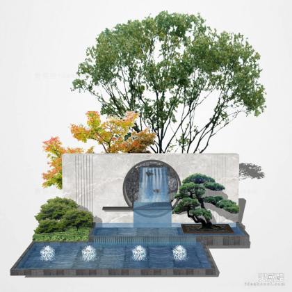 景观水景墙 中式景墙丨