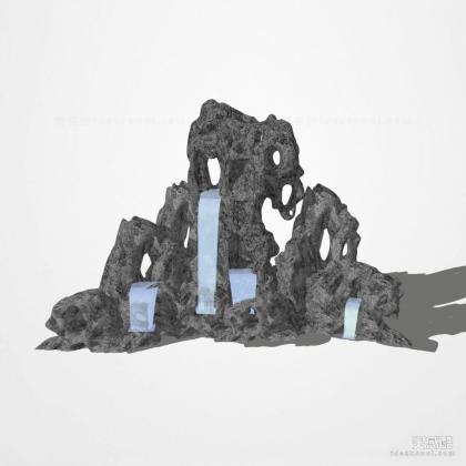 假山石头瀑布水景丨