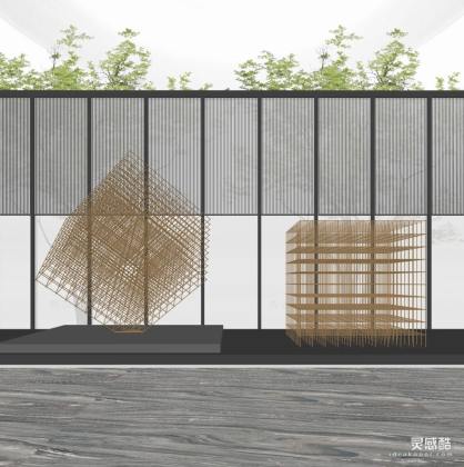 现代金属网立方体雕塑丨