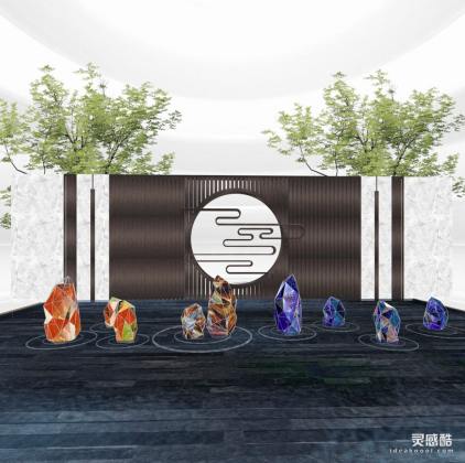 水晶石头雕塑景墙丨