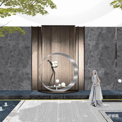 月牙月亮环形雕塑丨